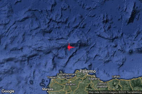 Debole Terremoto M2.5 epicentro Tirreno Meridionale (MARE) alle 21:46:38 (19:46:38 UTC)