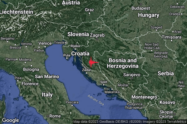 Leggero Terremoto M3.0 epicentro Croatia [Land] alle 17:07:25 (15:07:25 UTC)