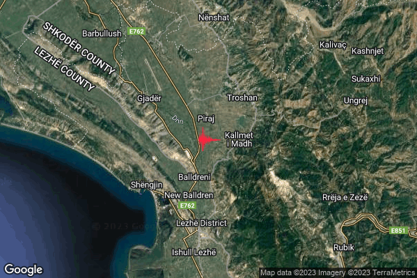 Moderato Terremoto M3.5 epicentro Albania alle 10:21:16 (08:21:16 UTC)
