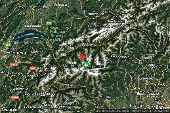 Debole Terremoto M2.6 epicentro Confine Italia-Svizzera (SVIZZERA) alle 18:29:57 (16:29:57 UTC)