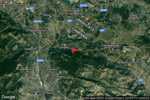 Leggero Terremoto M3.0 epicentro 3 km E Laviano (SA) alle 18:55:25 (16:55:25 UTC)