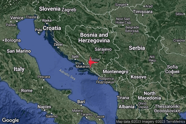 Moderato Terremoto M3.3 epicentro Bosnia and Herz. [Land] alle 14:42:44 (12:42:44 UTC)