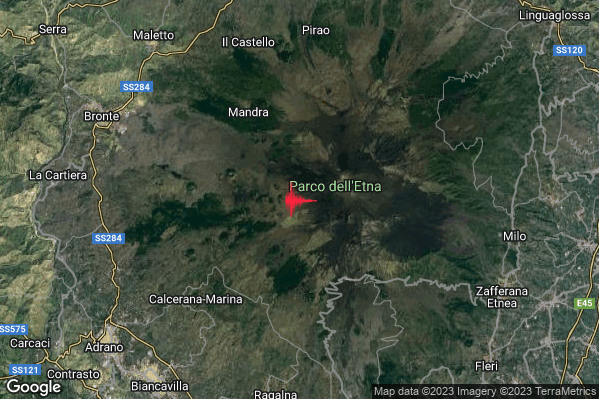 Lieve Terremoto M2.2 epicentro 13 km N Ragalna (CT) alle 18:26:01 (16:26:01 UTC)