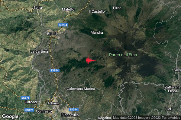 Lieve Terremoto M2.1 epicentro 9 km SE Bronte (CT) alle 18:32:54 (16:32:54 UTC)