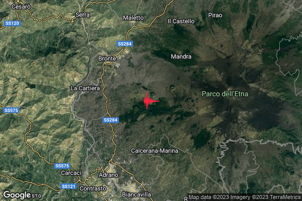 Lieve Terremoto M2.1 epicentro 7 km SE Bronte (CT) alle 18:59:09 (16:59:09 UTC)