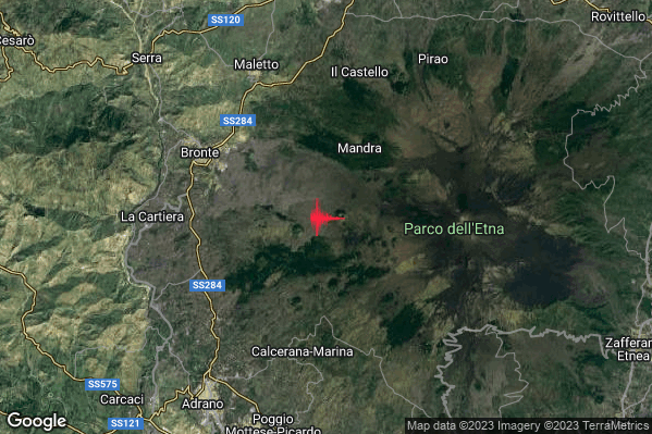 Debole Terremoto M2.7 epicentro 8 km SE Bronte (CT) alle 19:50:46 (17:50:46 UTC)