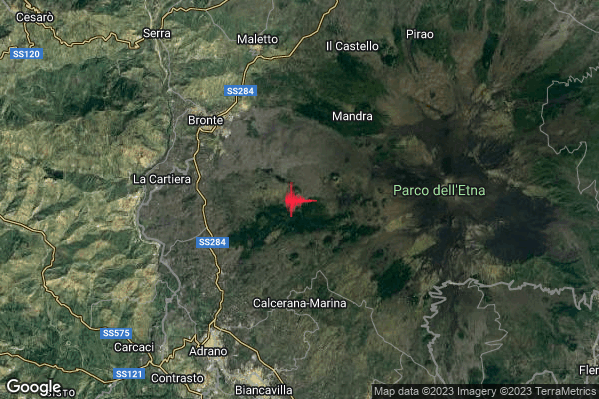 Debole Terremoto M2.4 epicentro 7 km SE Bronte (CT) alle 20:22:05 (18:22:05 UTC)