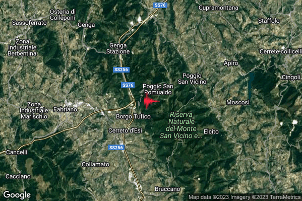 Lieve Terremoto M2.1 epicentro 5 km NE Cerreto d'Esi (AN) alle 20:41:36 (18:41:36 UTC)