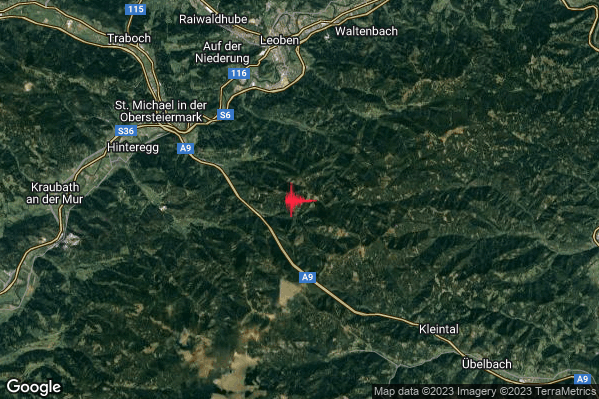 Moderato Terremoto M3.3 epicentro Austria (AUSTRIA) alle 23:40:14 (21:40:14 UTC)