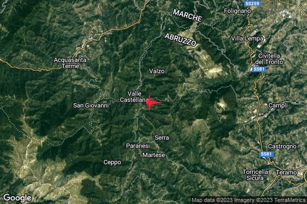 Lieve Terremoto M2.0 epicentro 2 km E Valle Castellana (TE) alle 04:54:23 (02:54:23 UTC)