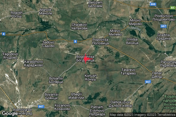 Intenso Terremoto M4.7 epicentro Bulgaria alle 14:26:38 (12:26:38 UTC)