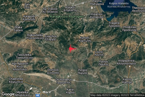 Forte Terremoto M4.8 epicentro Greece alle 14:33:53 (12:33:53 UTC)