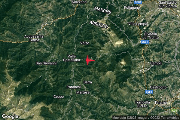 Lieve Terremoto M2.0 epicentro 3 km E Valle Castellana (TE) alle 18:10:19 (16:10:19 UTC)
