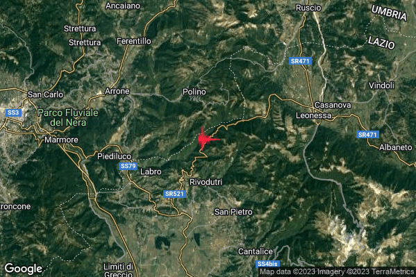Lieve Terremoto M2.0 epicentro 3 km NE Morro Reatino (RI) alle 05:20:04 (03:20:04 UTC)