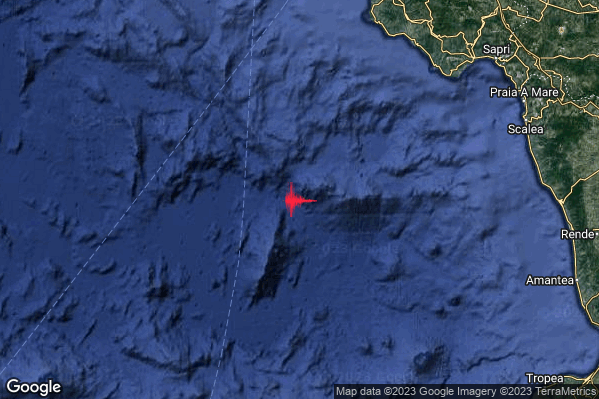 Lieve Terremoto M2.2 epicentro Tirreno Meridionale (MARE) alle 03:38:57 (01:38:57 UTC)