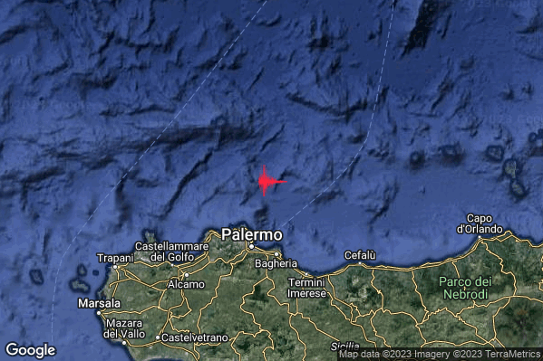 Lieve Terremoto M2.0 epicentro Costa Siciliana centro-settentrionale (Palermo) alle 19:57:05 (17:57:05 UTC)