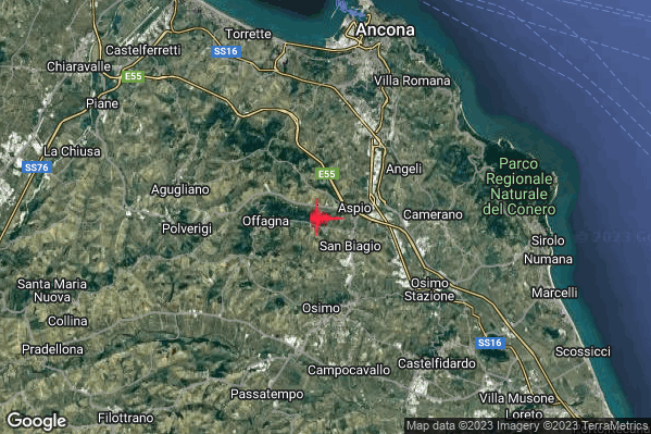 Lieve Terremoto M2.1 epicentro 3 km E Offagna (AN) alle 22:56:34 (20:56:34 UTC)