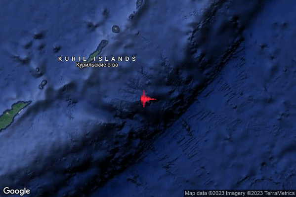 Severo Terremoto M5.6 epicentro Kuril Islands Russia [Sea: Russia] alle 04:58:03 (02:58:03 UTC)