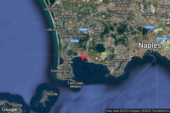 Moderato Terremoto M3.6 epicentro Campi Flegrei alle 08:44:25 (06:44:25 UTC)