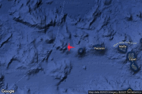 Leggero Terremoto M2.8 epicentro Isole Eolie (Messina) alle 10:04:30 (08:04:30 UTC)