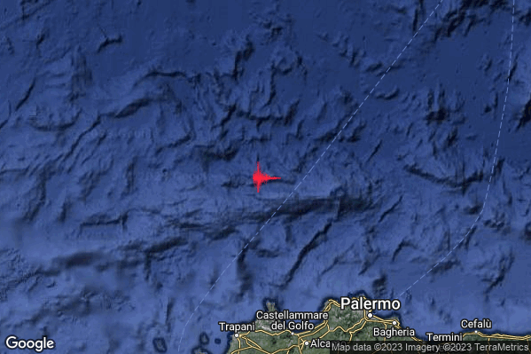 Leggero Terremoto M2.8 epicentro Tirreno Meridionale (MARE) alle 14:42:18 (12:42:18 UTC)