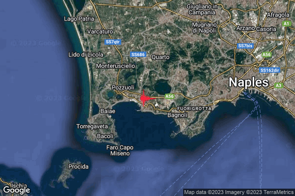 Lieve Terremoto M2.1 epicentro Campi Flegrei alle 14:58:13 (12:58:13 UTC)