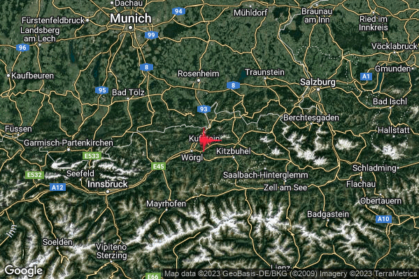 Debole Terremoto M2.4 epicentro Confine Austria-Germania (AUSTRIA GERMANIA) alle 18:33:06 (16:33:06 UTC)