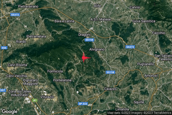 Lieve Terremoto M2.1 epicentro 2 km NE Liberi (CE) alle 18:56:18 (16:56:18 UTC)