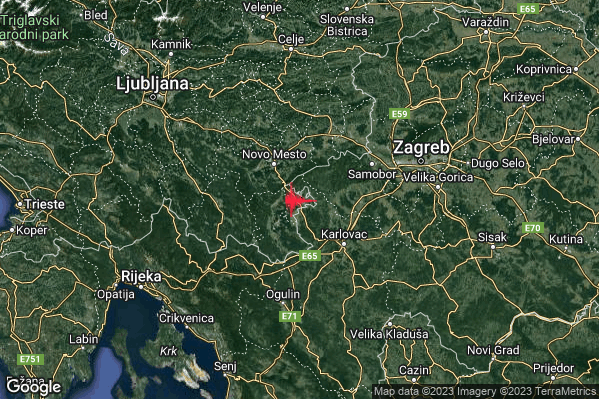 Debole Terremoto M2.3 epicentro Confine Slovenia-Croazia (SLOVENIA CROAZIA) alle 10:53:16 (08:53:16 UTC)