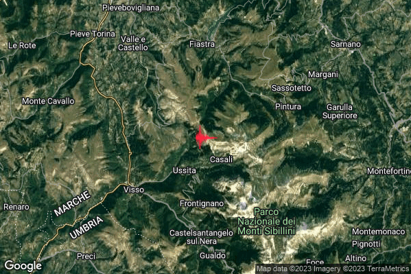 Lieve Terremoto M2.0 epicentro 3 km NE Ussita (MC) alle 07:06:46 (05:06:46 UTC)
