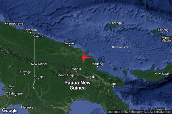 Violento Terremoto M5.9 epicentro Near north coast of New Guinea Papua New Guinea [Land: Papua New Guinea] alle 13:18:12 (11:18:12 UTC)