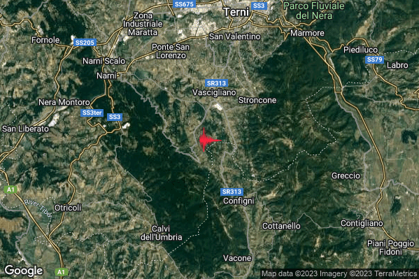Lieve Terremoto M2.2 epicentro 5 km SW Stroncone (TR) alle 05:41:26 (03:41:26 UTC)