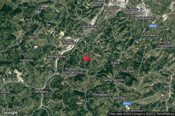 Lieve Terremoto M2.1 epicentro 4 km NE Prignano sulla Secchia (MO) alle 09:27:13 (07:27:13 UTC)