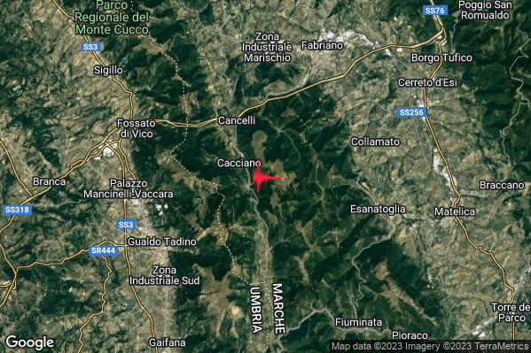 Lieve Terremoto M2.1 epicentro 7 km W Esanatoglia (MC) alle 04:24:10 (02:24:10 UTC)