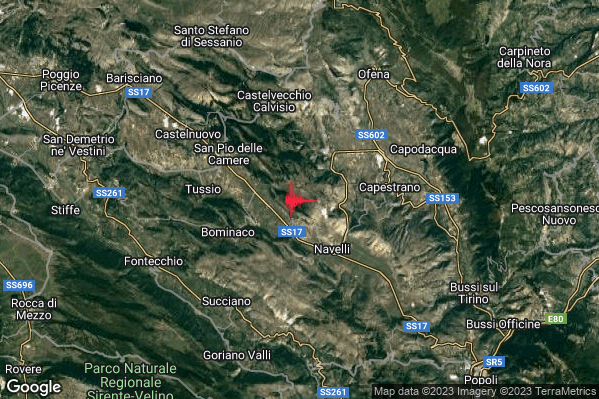 Lieve Terremoto M2.0 epicentro 3 km E Caporciano (AQ) alle 17:21:45 (15:21:45 UTC)