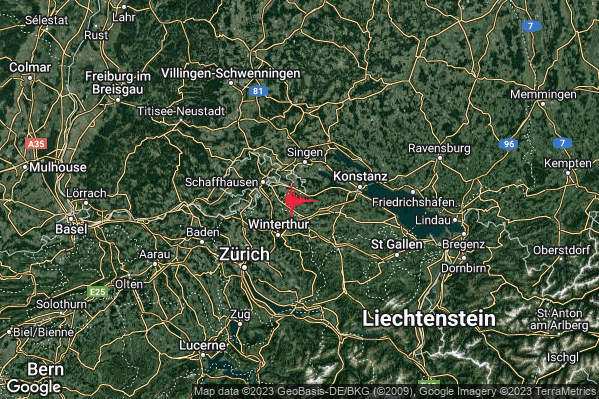 Debole Terremoto M2.7 epicentro Confine Svizzera-Germania (SVIZZERA GERMANIA) alle 12:18:27 (10:18:27 UTC)