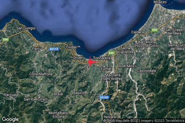 Lieve Terremoto M2.1 epicentro 1 km E Falcone (ME) alle 05:48:39 (03:48:39 UTC)
