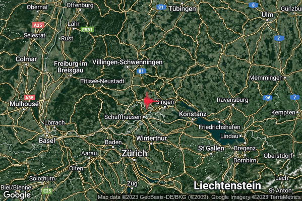 Leggero Terremoto M3.0 epicentro Confine Svizzera-Germania (SVIZZERA GERMANIA) alle 17:57:19 (15:57:19 UTC)