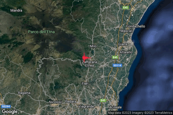 Lieve Terremoto M2.0 epicentro 1 km NW Zafferana Etnea (CT) alle 21:00:53 (19:00:53 UTC)