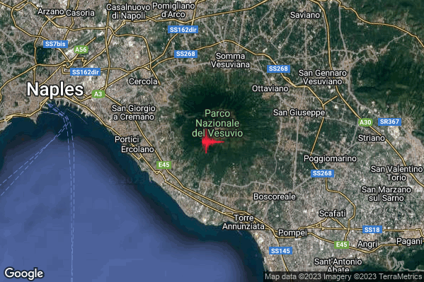 Debole Terremoto M2.7 epicentro Vesuvio alle 23:01:19 (21:01:19 UTC)