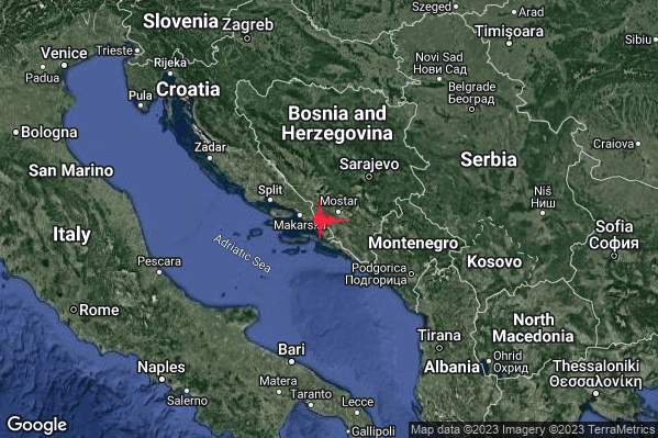 Leggero Terremoto M3.0 epicentro Bosnia and Herz. [Land] alle 10:45:39 (08:45:39 UTC)