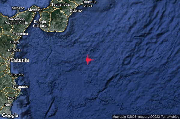 Lieve Terremoto M2.2 epicentro Mar Ionio Meridionale (MARE) alle 16:11:57 (14:11:57 UTC)