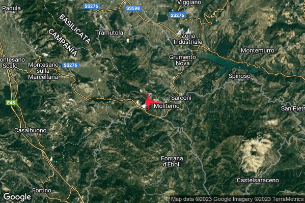 Lieve Terremoto M2.2 epicentro 2 km W Moliterno (PZ) alle 07:16:26 (05:16:26 UTC)