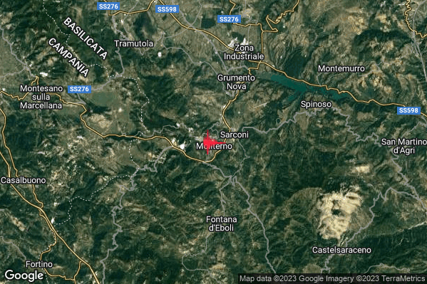 Leggero Terremoto M3.2 epicentro Moliterno (PZ) alle 09:36:10 (07:36:10 UTC)