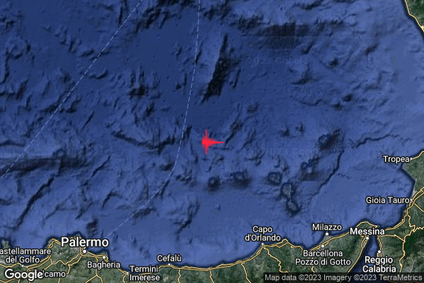 Leggero Terremoto M3.0 epicentro Tirreno Meridionale (MARE) alle 02:00:34 (00:00:34 UTC)
