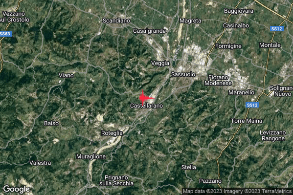 Lieve Terremoto M2.2 epicentro 1 km N Castellarano (RE) alle 12:29:59 (10:29:59 UTC)