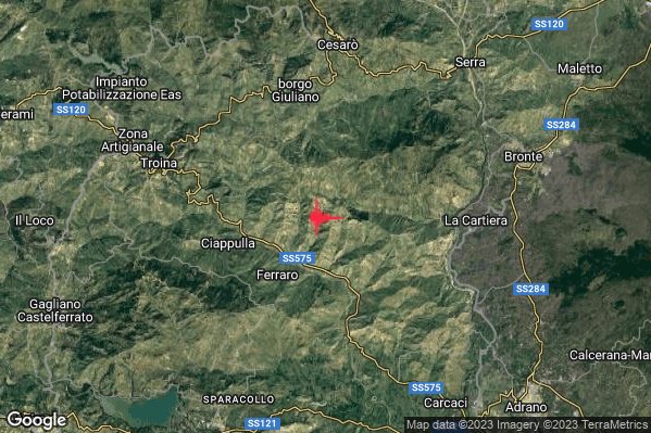 Lieve Terremoto M2.2 epicentro 10 km E Troina (EN) alle 07:15:22 (05:15:22 UTC)