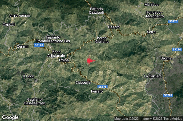 Lieve Terremoto M2.1 epicentro 5 km E Troina (EN) alle 13:38:11 (11:38:11 UTC)