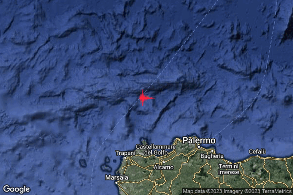 Lieve Terremoto M2.0 epicentro Tirreno Meridionale (MARE) alle 22:36:59 (20:36:59 UTC)