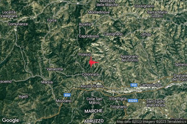 Lieve Terremoto M2.2 epicentro 4 km N Ascoli Piceno (AP) alle 09:41:12 (07:41:12 UTC)
